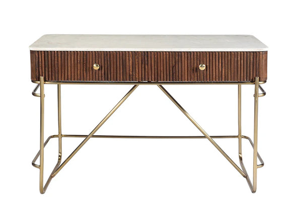 Wood, Marble & Brass Desk