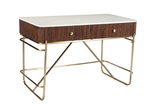 Wood, Marble & Brass Desk