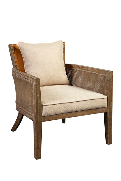 Oak, Linen, Leather & Hide Arm Chair