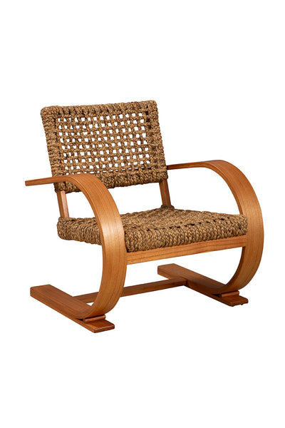 Curved Wood & Banana Leaf Chair