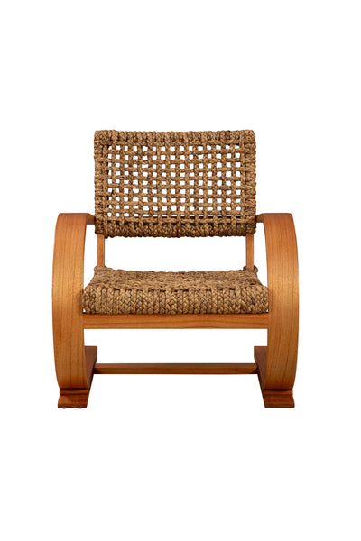 Curved Wood & Banana Leaf Chair