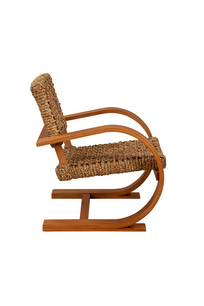 Curved Wood & Banana Leaf Chair