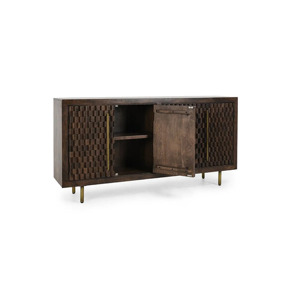 Hand Carved Mango 4 Door Cabinet