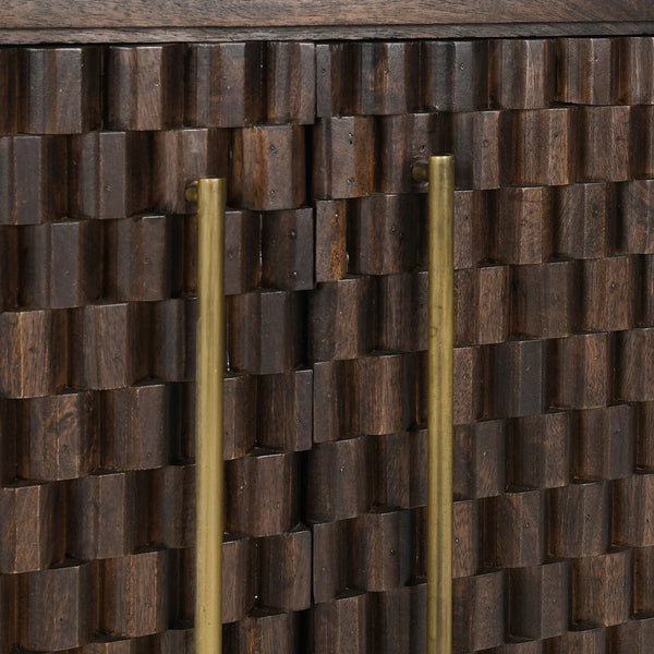 Hand Carved Mango 4 Door Cabinet