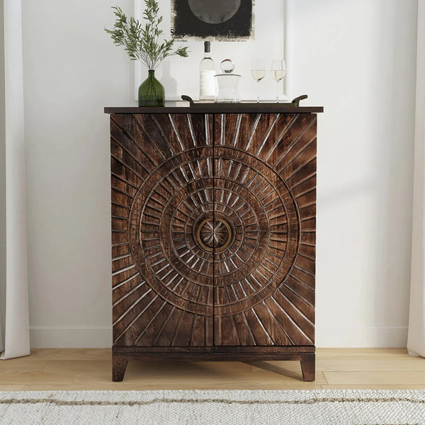 Hand Carved Mango Bar Cabinet