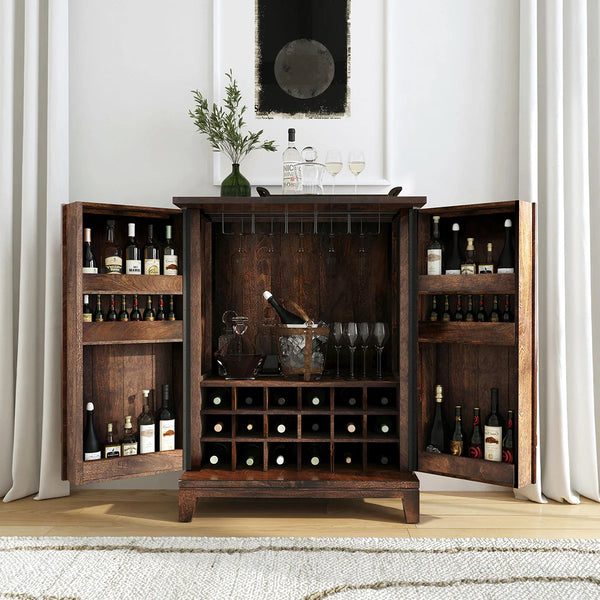 Hand Carved Mango Bar Cabinet