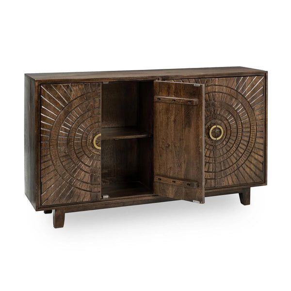 Hand Carved Mango Radius Cabinet