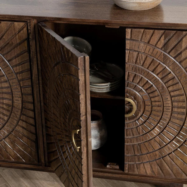Hand Carved Mango Radius Cabinet