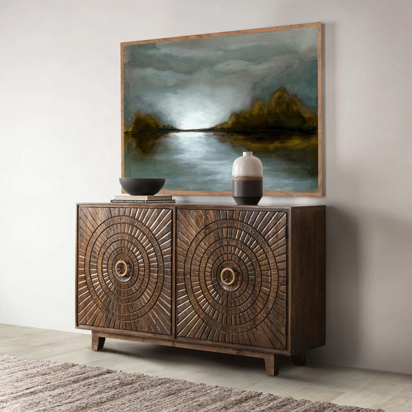 Hand Carved Mango Radius Cabinet