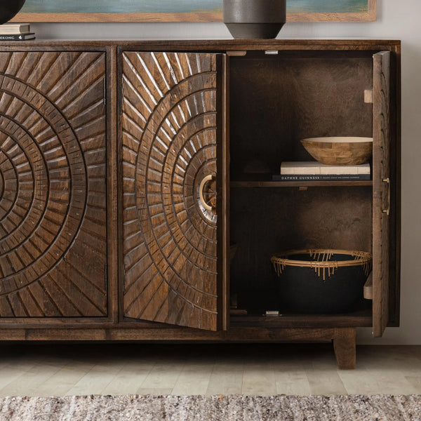 Hand Carved Mango Radius Cabinet