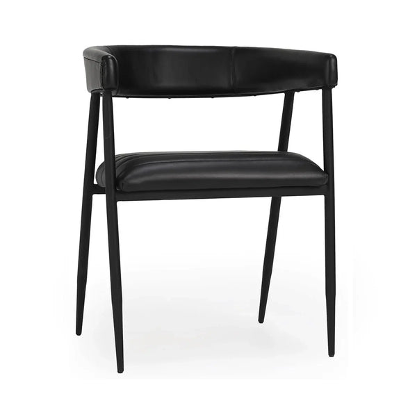 Black Leather & Iron Dining Chair