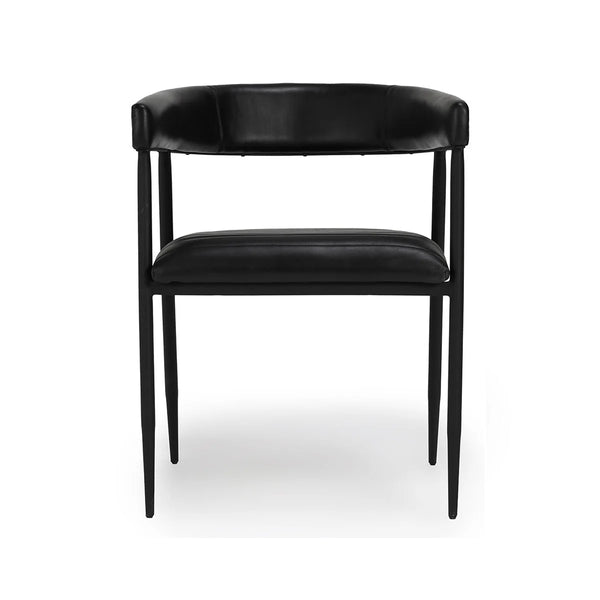 Black Leather & Iron Dining Chair