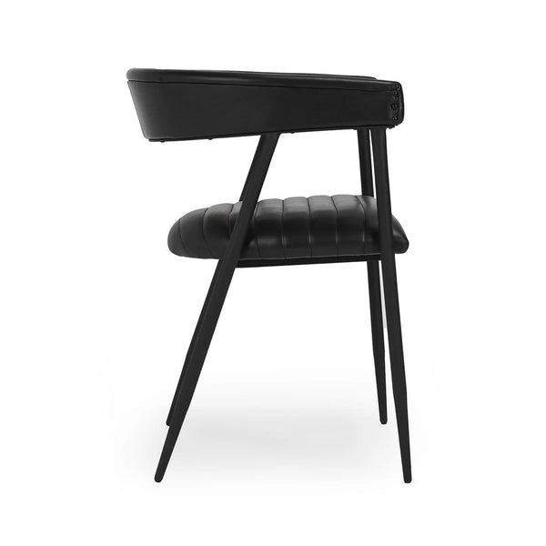 Black Leather & Iron Dining Chair