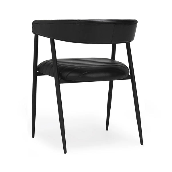 Black Leather & Iron Dining Chair
