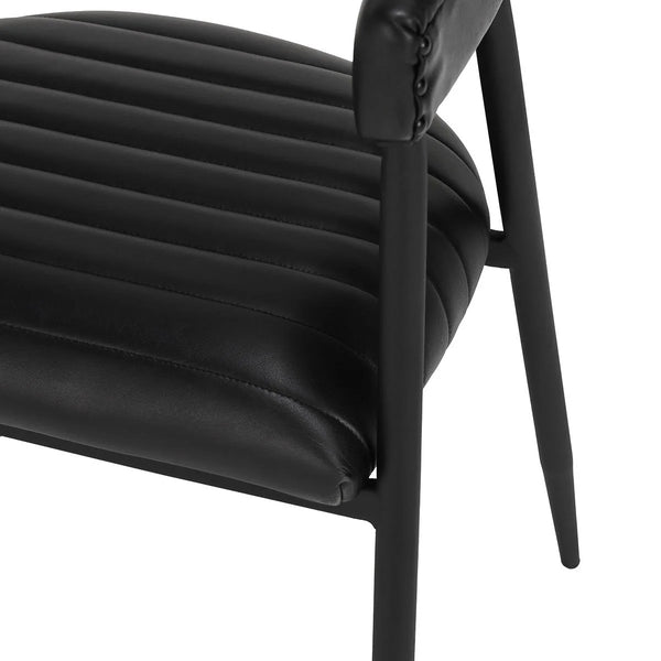 Black Leather & Iron Dining Chair