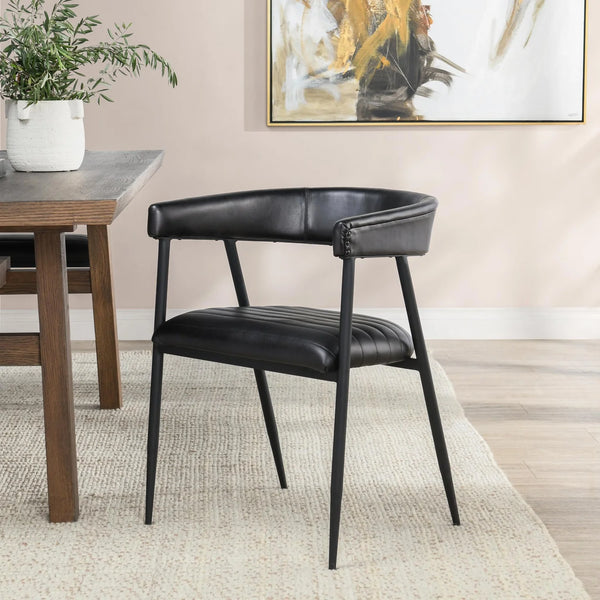 Black Leather & Iron Dining Chair