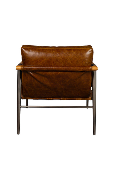 Oak, Metal & Leather Occasional Chair