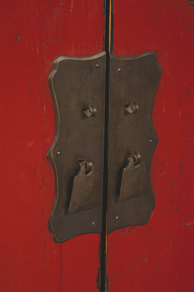 Antique Red Chinese Cabinet