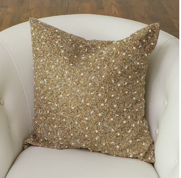 Golden Beaded Pillow