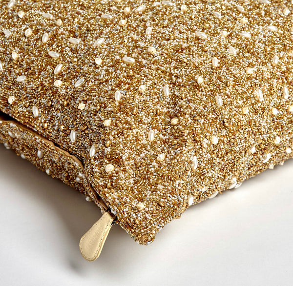 Golden Beaded Pillow