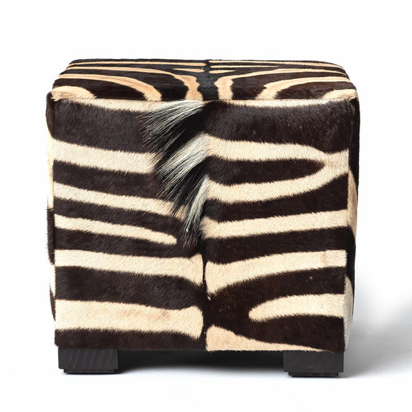 Zebra Hide Cube Ottoman