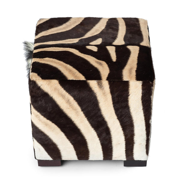 Zebra Hide Cube Ottoman