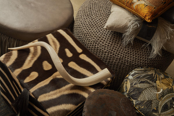 Zebra Hide Cube Ottoman