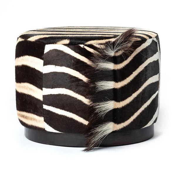 Zebra Hide Round Ottoman