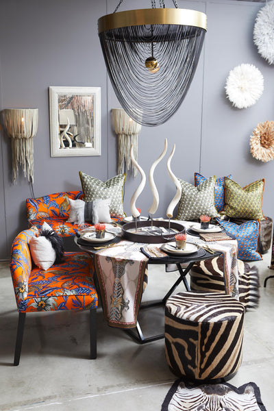 Zebra Hide Round Ottoman