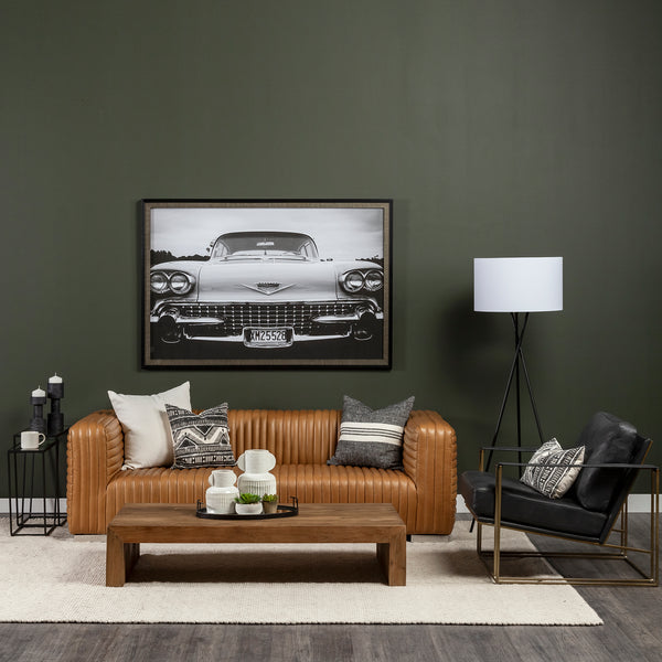 Black Leather & Gold Frame Accent Chair