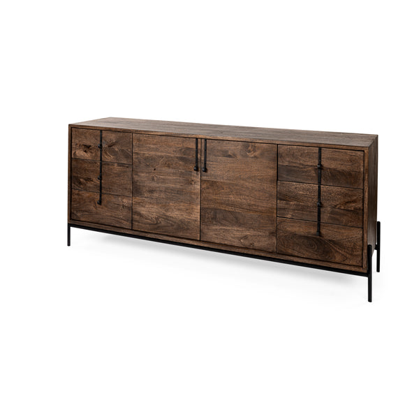 6 Drawer/ 2 Door Wood & Metal Sideboard