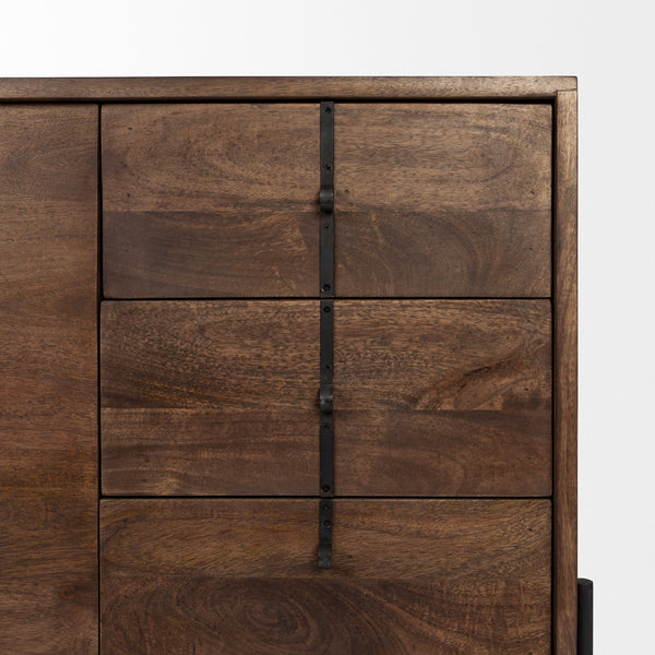6 Drawer/ 2 Door Wood & Metal Sideboard
