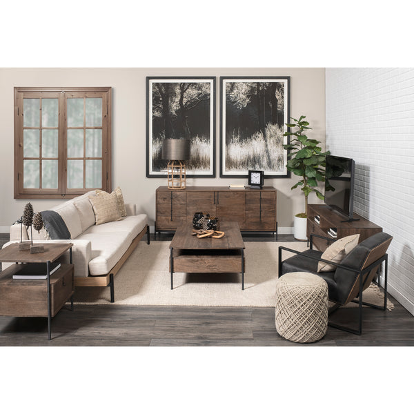 6 Drawer/ 2 Door Wood & Metal Sideboard