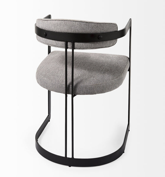 Grey Fabric & Curved Black Iron Chair