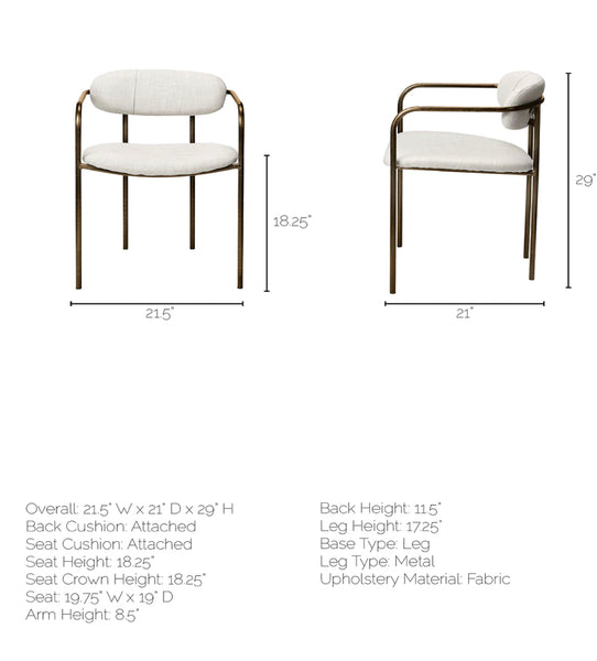Cream & Gold Dining Arm Chair