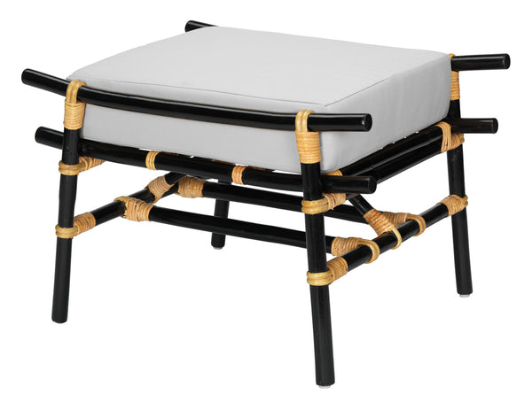 Black Rattan Chair & Ottoman