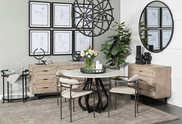 48” Marble & Black Iron Dining Table