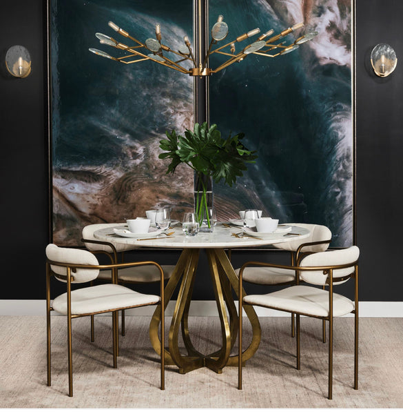 Cream & Gold Dining Arm Chair