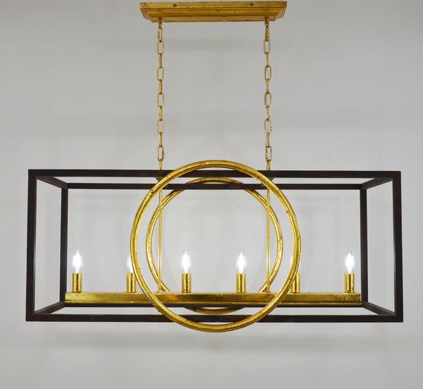 Brown & Gold Rectangular Chandelier