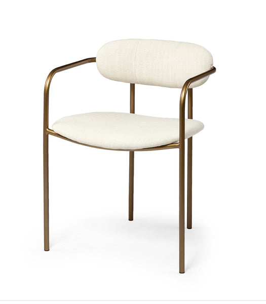 Cream & Gold Dining Arm Chair