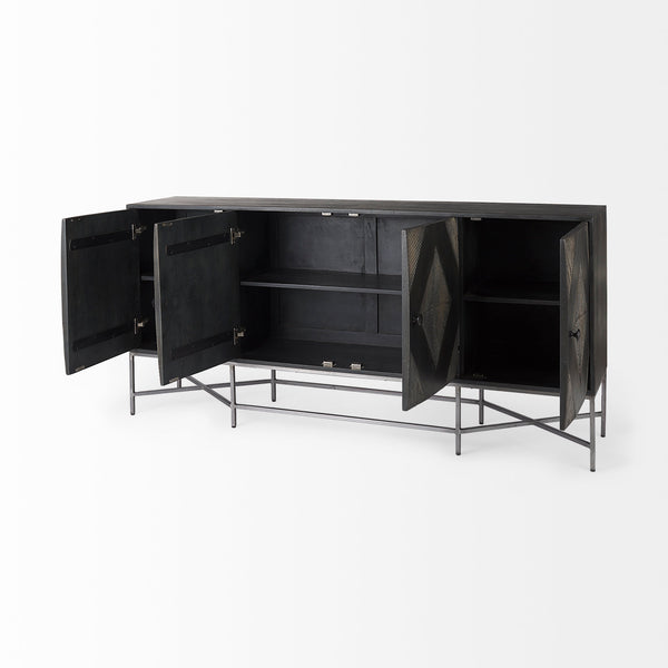 Diamond Pattern Wood Sideboard
