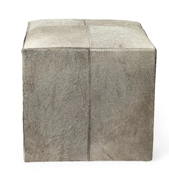 Square Hair on Hide Ottoman