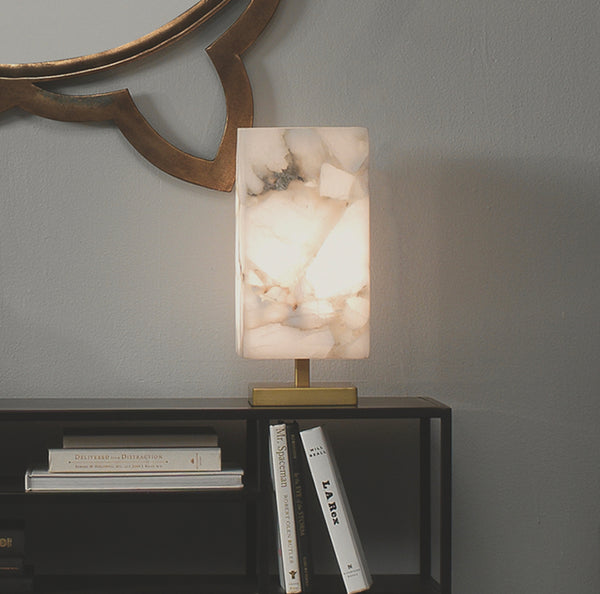 Alabaster Floating Lamp w/ Gold Base