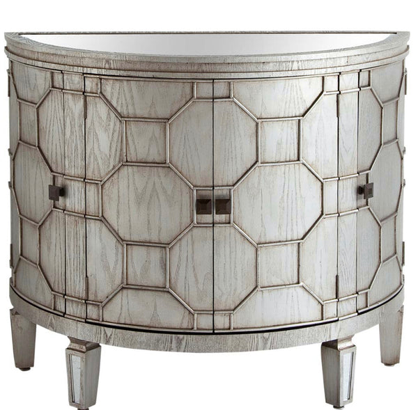 Mirror Top 4 Door Demilune Cabinet