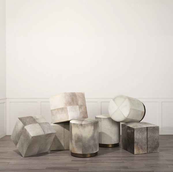 Square Hair on Hide Ottoman