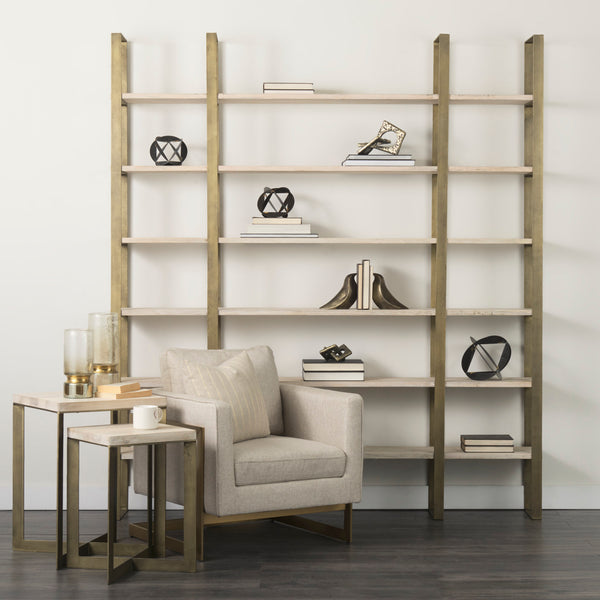 Cream & Gold Steel Accent Chair