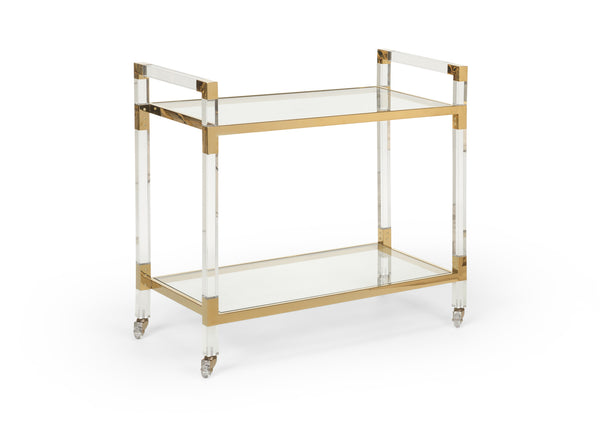 Acrylic Bar Cart w/ Brass Finish