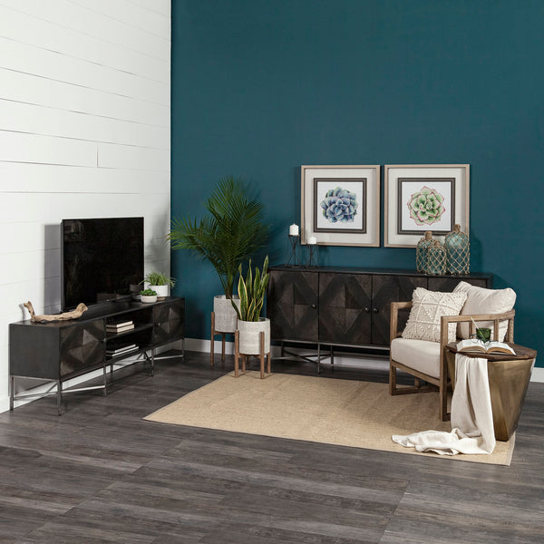 Diamond Pattern Wood Sideboard