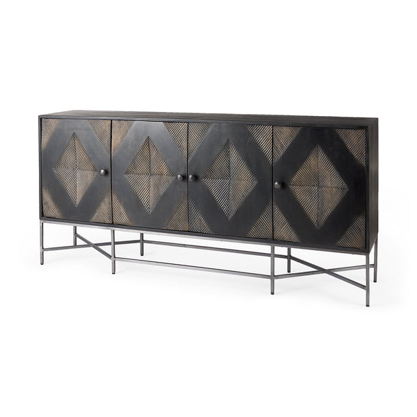 Diamond Pattern Wood Sideboard