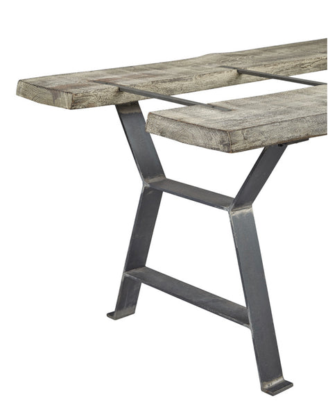 Glass/Iron/Oak Timbers Dining Table